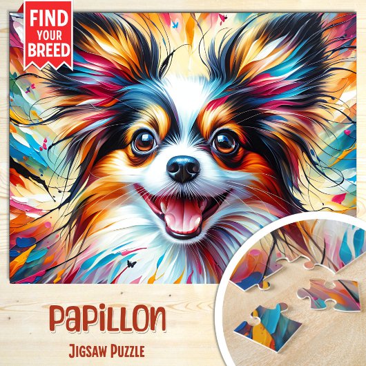 Puzzle Portrait de chien Papillon Impression d'art acryli