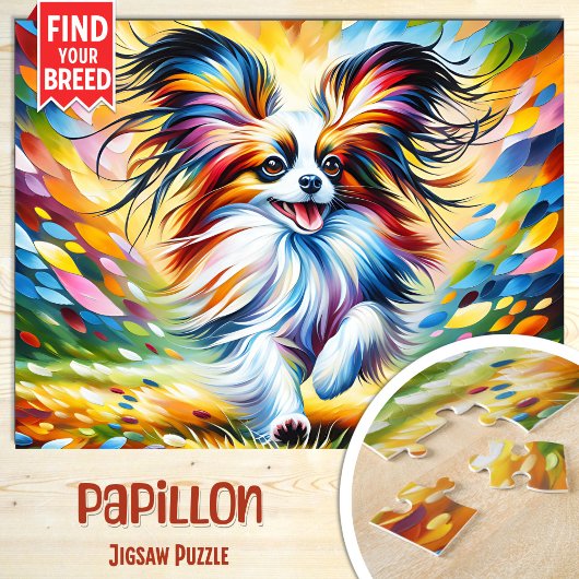 Puzzle Portrait de chien Papillon Impression d'art en acr