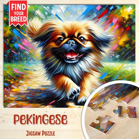 Puzzle Portrait de chien Pékinois Impression d'art acryli