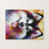 Puzzle Portrait de chien Pomsky Impression d'art acryliqu (Horizontal)