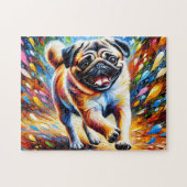 Puzzle Portrait de chien Pug Impression d'art acrylique C (Horizontal)