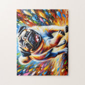 Puzzle Portrait de chien Pug Impression d'art acrylique C (Vertical)