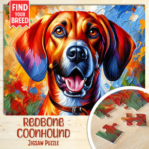 Puzzle Portrait de chien Redbone Coonhound Impression d'a