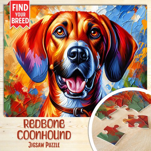 Puzzle Portrait de chien Redbone Coonhound Impression d'a