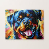 Puzzle Portrait de chien Rottweiler Acrylique Art Imprime (Horizontal)