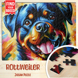 Puzzle Portrait de chien Rottweiler Acrylique Art Imprime