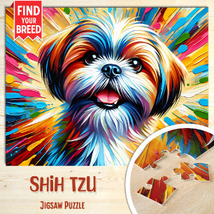 Puzzle Portrait de chien Shih Tzu Impression d'art acryli