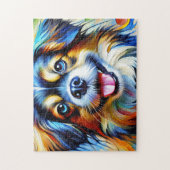 Puzzle Portrait de Chien Spaniel Tibétain Impression d'Ar (Vertical)