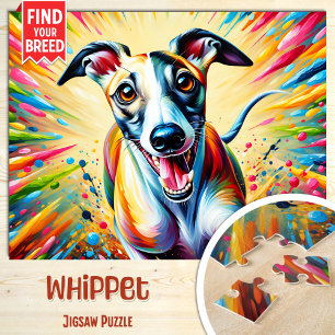 Puzzle Portrait de chien Whippet Impression d'art acryliq