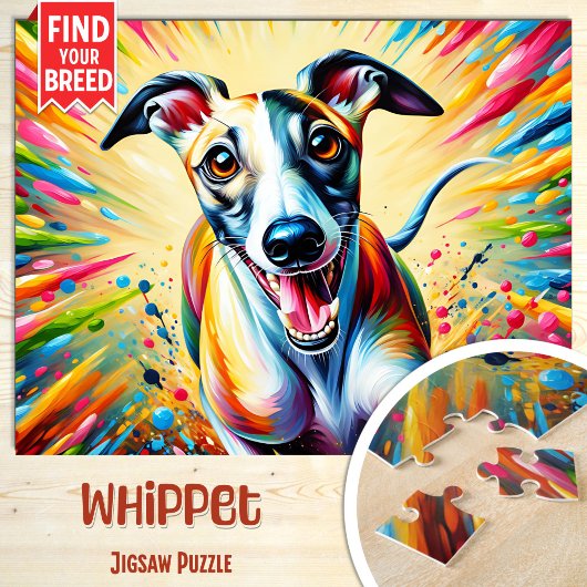 Puzzle Portrait de chien Whippet Impression d'art acryliq