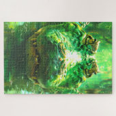 Puzzle Portrait de crocodile frappant la jungle verte (Horizontal)