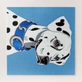Puzzle Portrait de Dalmatien avec Collier Bleu (Horizontal)
