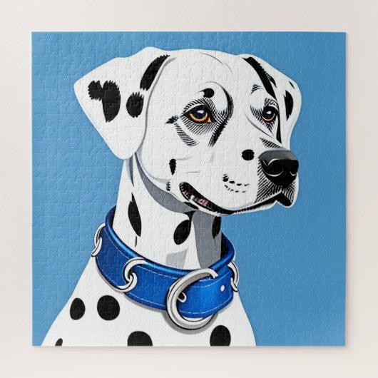 Puzzle Portrait de Dalmatien avec Collier Bleu (Vertical)