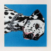 Puzzle Portrait de Dalmatien sur fond bleu (Horizontal)