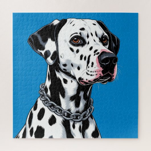 Puzzle Portrait de Dalmatien sur fond bleu (Vertical)