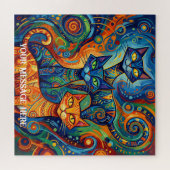Puzzle Portrait de famille de chat abstrait (Horizontal)