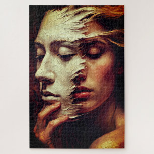 Puzzle Portrait de femme surréaliste avec masque peint