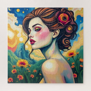 Puzzle Portrait de femme surréaliste - Paysage d'Imaginai