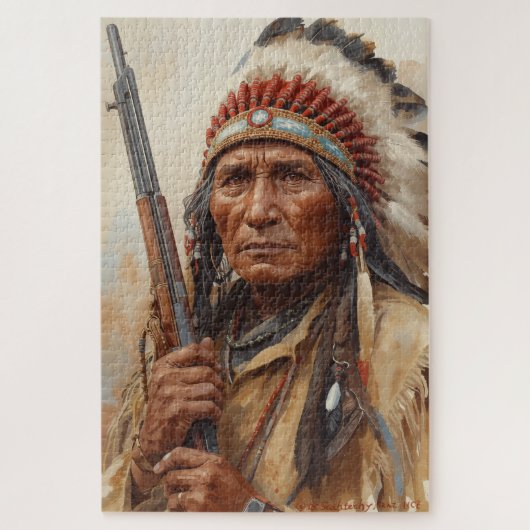 Puzzle Portrait de Geronimo, chef de guerre indien (Vertical)