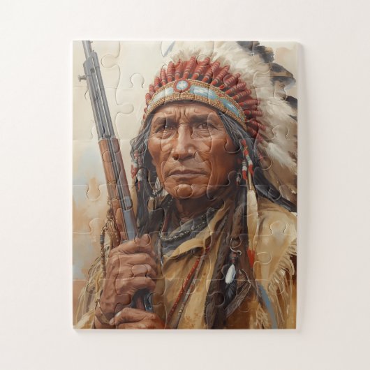 Puzzle Portrait de Geronimo, chef de guerre indien (Vertical)