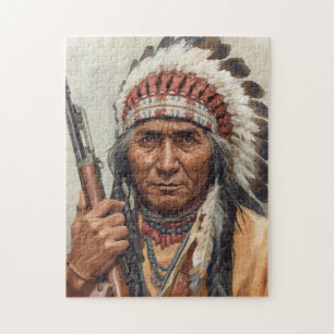 Puzzle Portrait de Geronimo, chef de guerre indien