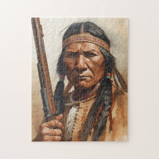 Puzzle Portrait de guerrier chef indien Geronimo (Vertical)