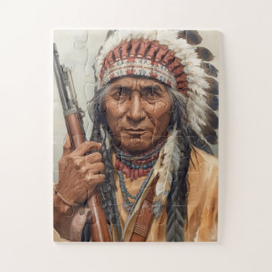 Puzzle Portrait de guerrier chef indien Geronimo