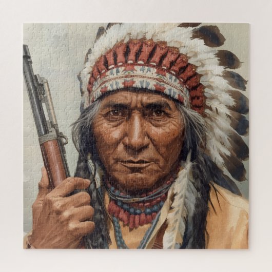 Puzzle Portrait de guerrier chef indien Geronimo (Vertical)