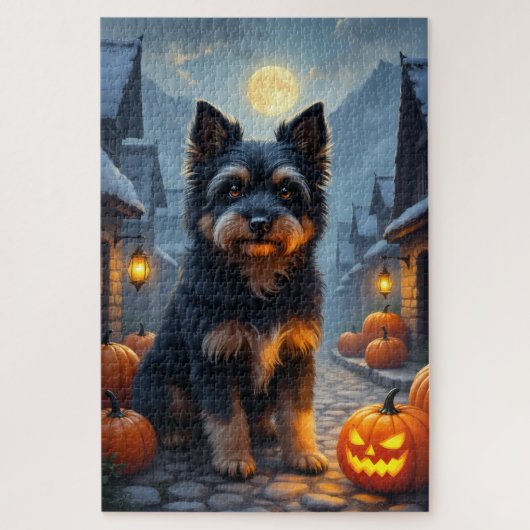 Puzzle Portrait de Halloween au clair de lune de Terrier (Vertical)