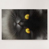 Puzzle Portrait de la face de chat perse noire en colère (Horizontal)