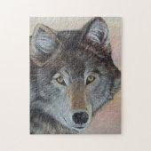 Puzzle portrait de la faune peinture de loup gris (Vertical)