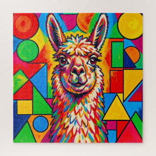 Puzzle Portrait de lama vibrant dans le style Pop Art