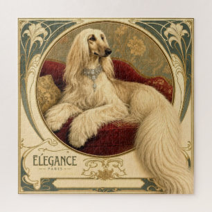 Puzzle Portrait de lévrier afghan Art Nouveau