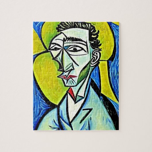 Puzzle Portrait de l'homme Abstrait vibrant Jaune et bleu (Vertical)