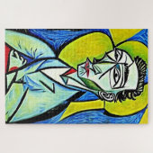Puzzle Portrait de l'homme d'art bleu et jaune Abstrait (Horizontal)