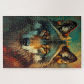 Puzzle Portrait de loup artistique - Peinture à l'huile d (Horizontal)