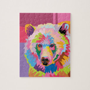 Puzzle Portrait de l'ours de pop art coloré