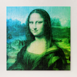 Puzzle Portrait de Mona Lisa  Bleu vert