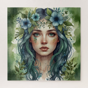 Puzzle Portrait de murmures émeraude d'une femme