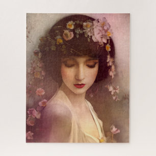 Puzzle Portrait de style vintage de la belle Florale femm