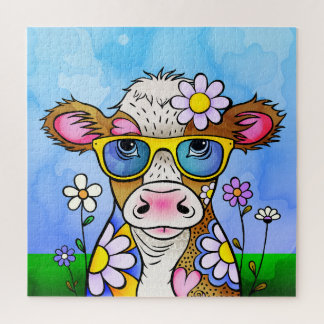 Puzzle Portrait de vache gribouillé