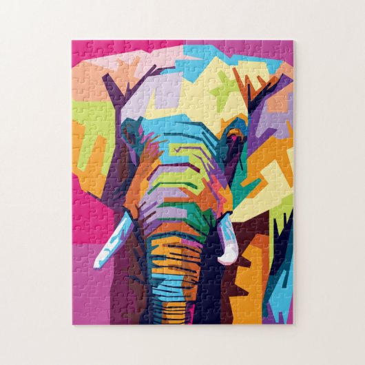 Puzzle Portrait d'éléphant Pop Art coloré (Vertical)