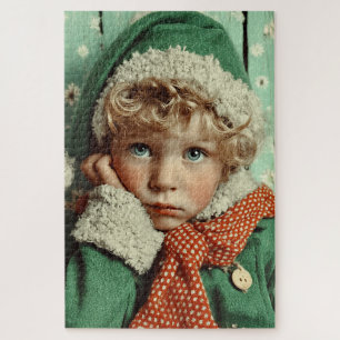 Puzzle Portrait d'enfant lutin d'hiver cosy