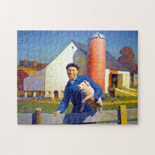 Puzzle Portrait d'un fermier NC Wyeth 1943 Art Americana