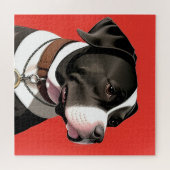 Puzzle Portrait élégant d'un chien noir et blanc (Horizontal)