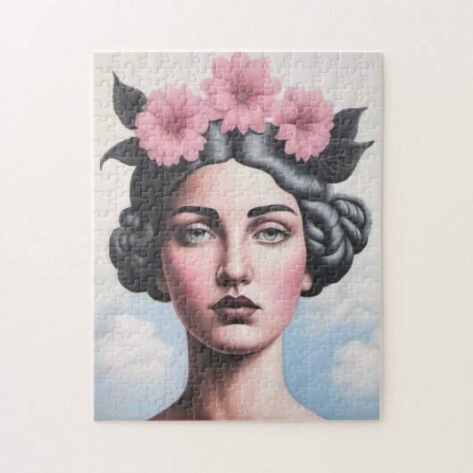 Puzzle Portrait femme de fleurs (Vertical)