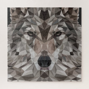 Puzzle Portrait géométrique Wolf Lone