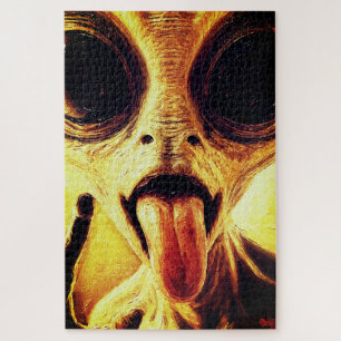 Puzzle Portrait ludique d'alien à l'huile