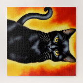 Puzzle Portrait majestueux d'un imposant chat noir (Horizontal)