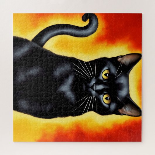 Puzzle Portrait majestueux d'un imposant chat noir (Horizontal)